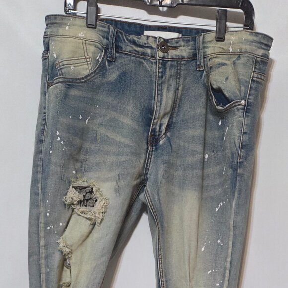 Other - KDNK 11 4 14 11 Denim Jeans Blue Men's 34 Distressed Ripped Splatter